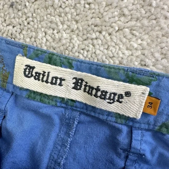 Tailor Vintage Chino Shorts Men's Size 34 Blue Linen Cotton 9 Inch Inseam - Picture 4 of 7